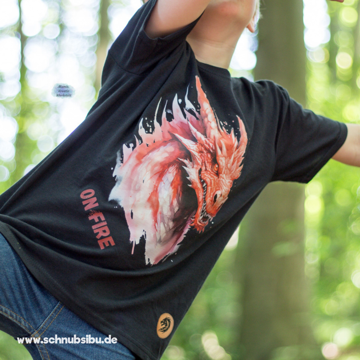 Bügelbild Drache rot